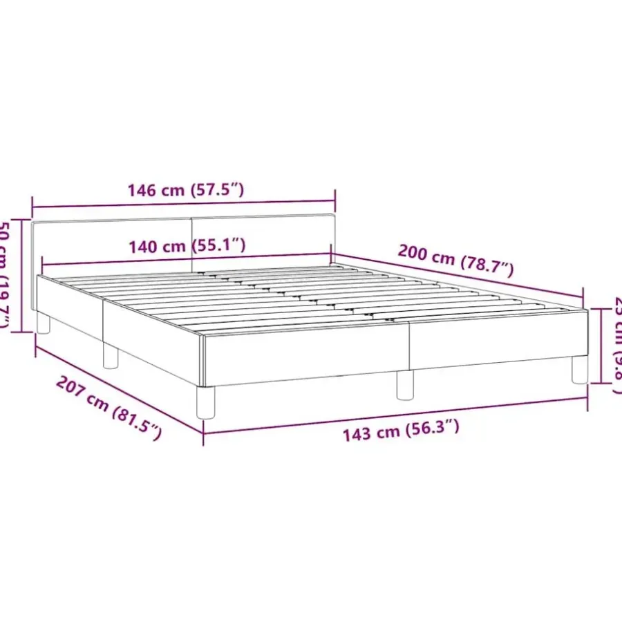 vidaXL - Bed frame met hoofdeinde - Donkergrijs - Stof - 140 x 200 cm