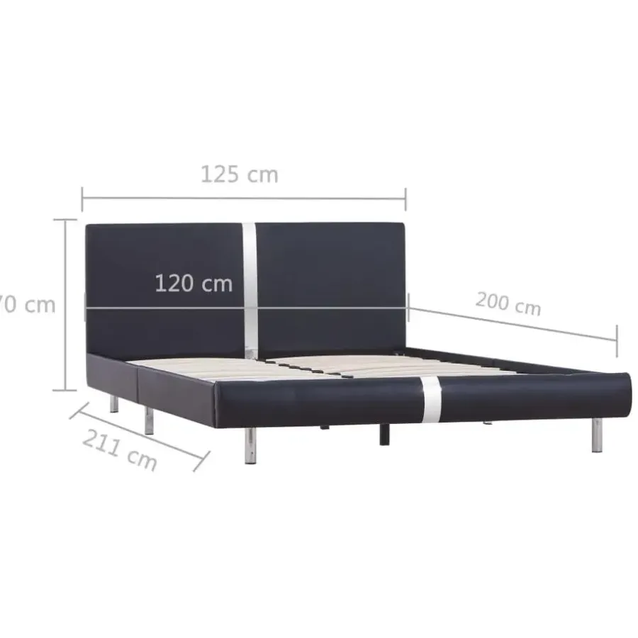 vidaXL - Bed frame met hoofdbord - Zwart - Kunstleer - 120x200 cm