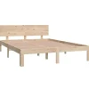 Twijfelaars-vidaXL - Bed frame met hoofdeinde - Naturel - Massief grenenhout - 140x200 cm
