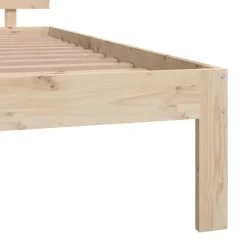 Twijfelaars-vidaXL - Bed frame met hoofdeinde - Naturel - Massief grenenhout - 140x200 cm