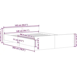 Twijfelaars-vidaXL - Bed frame met hoofd- en voeteneinde - Wit - 140x200 cm