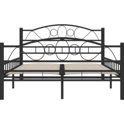 Twijfelaars-vidaXL - Bed frame met hoofdiende - zwart - Staal - 120x200 cm