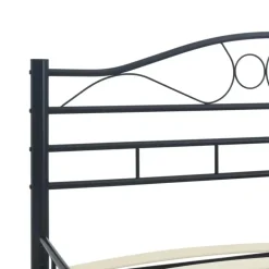 Twijfelaars-vidaXL - Bed frame met hoofdiende - zwart - Staal - 120x200 cm