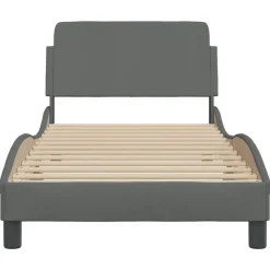 1-Persoons Bedden-vidaXL - Bed frame met hoofdbord - Donkergrijs - Stof - 80x200 cm