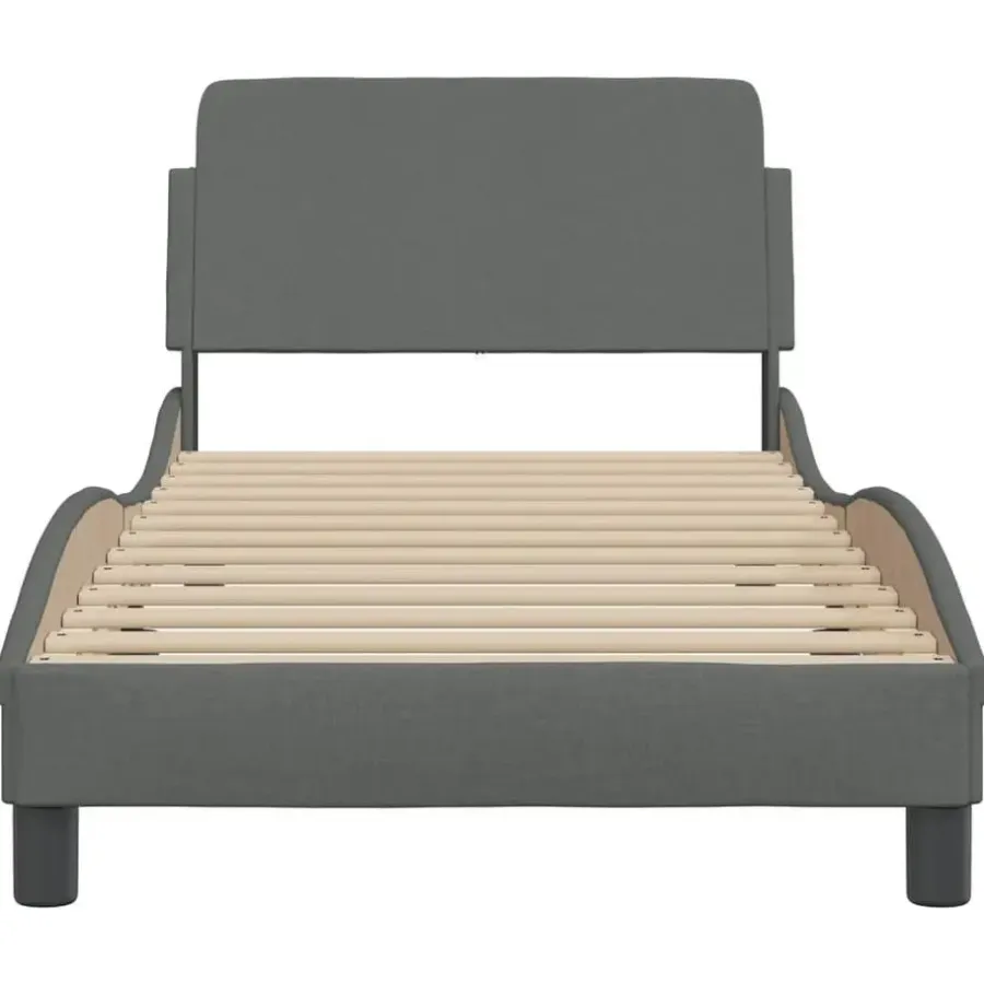 1-Persoons Bedden-vidaXL - Bed frame met hoofdbord - Donkergrijs - Stof - 80x200 cm