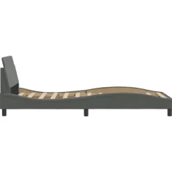 1-Persoons Bedden-vidaXL - Bed frame met hoofdbord - Donkergrijs - Stof - 80x200 cm