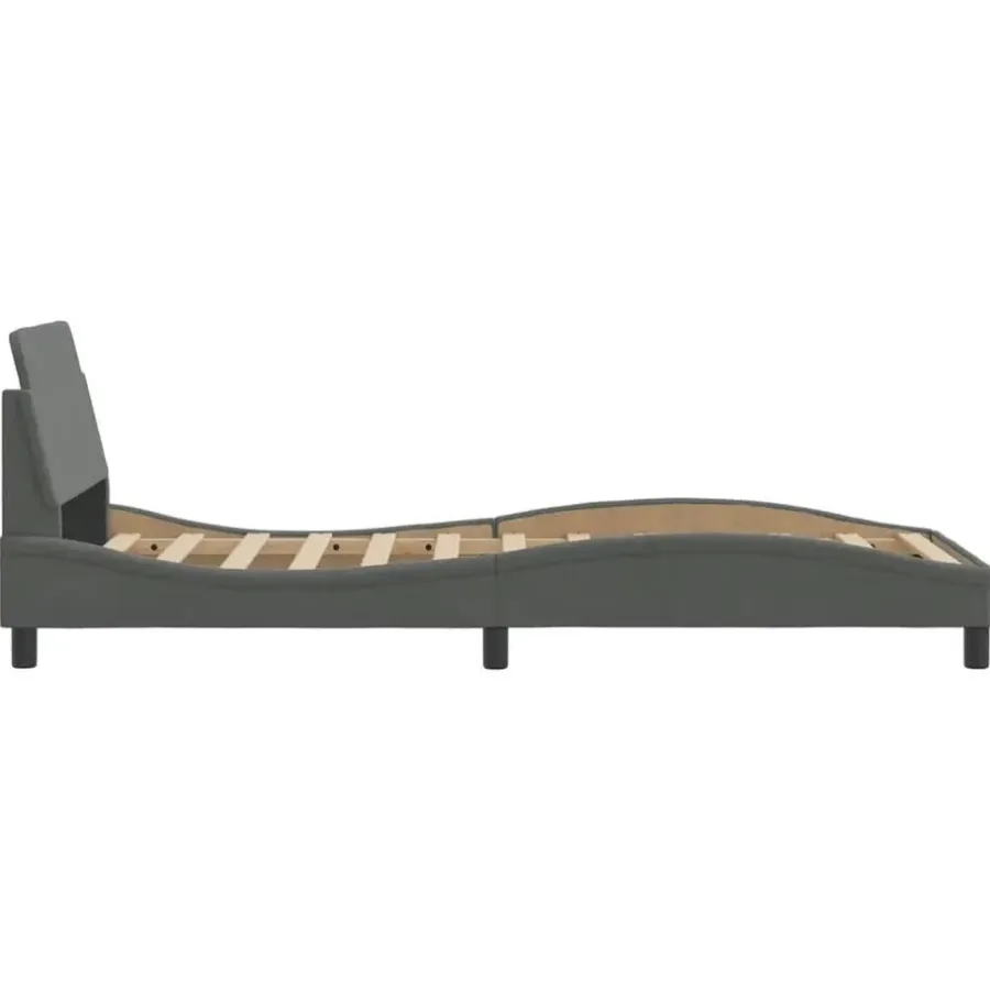 1-Persoons Bedden-vidaXL - Bed frame met hoofdbord - Donkergrijs - Stof - 80x200 cm