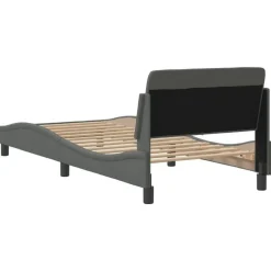 1-Persoons Bedden-vidaXL - Bed frame met hoofdbord - Donkergrijs - Stof - 80x200 cm