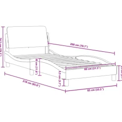1-Persoons Bedden-vidaXL - Bed frame met hoofdbord - Donkergrijs - Stof - 80x200 cm