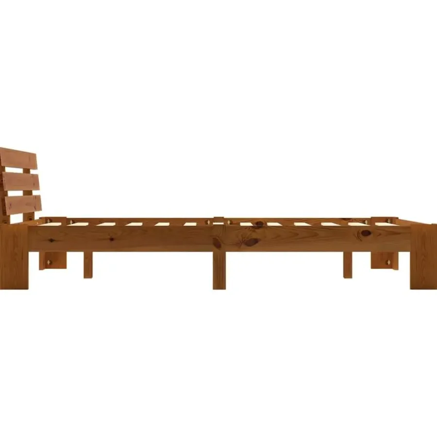 Twijfelaars-vidaXL - Bed frame met hoofdbord - Honingbruin - Grenenhout - 140x200 cm