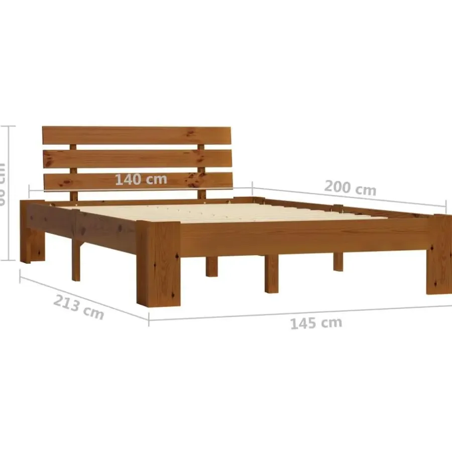 Twijfelaars-vidaXL - Bed frame met hoofdbord - Honingbruin - Grenenhout - 140x200 cm