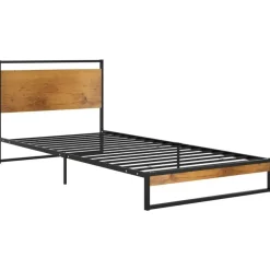 vidaXL - Bed frame met hoofdeinde - Metaal en MDF - 90x200 cm