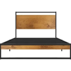 vidaXL - Bed frame met hoofdeinde - Metaal en MDF - 90x200 cm