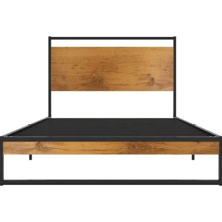 vidaXL - Bed frame met hoofdeinde - Metaal en MDF - 90x200 cm