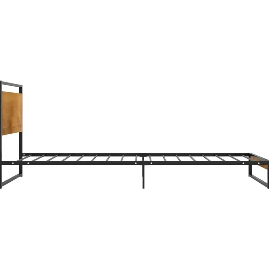 vidaXL - Bed frame met hoofdeinde - Metaal en MDF - 90x200 cm