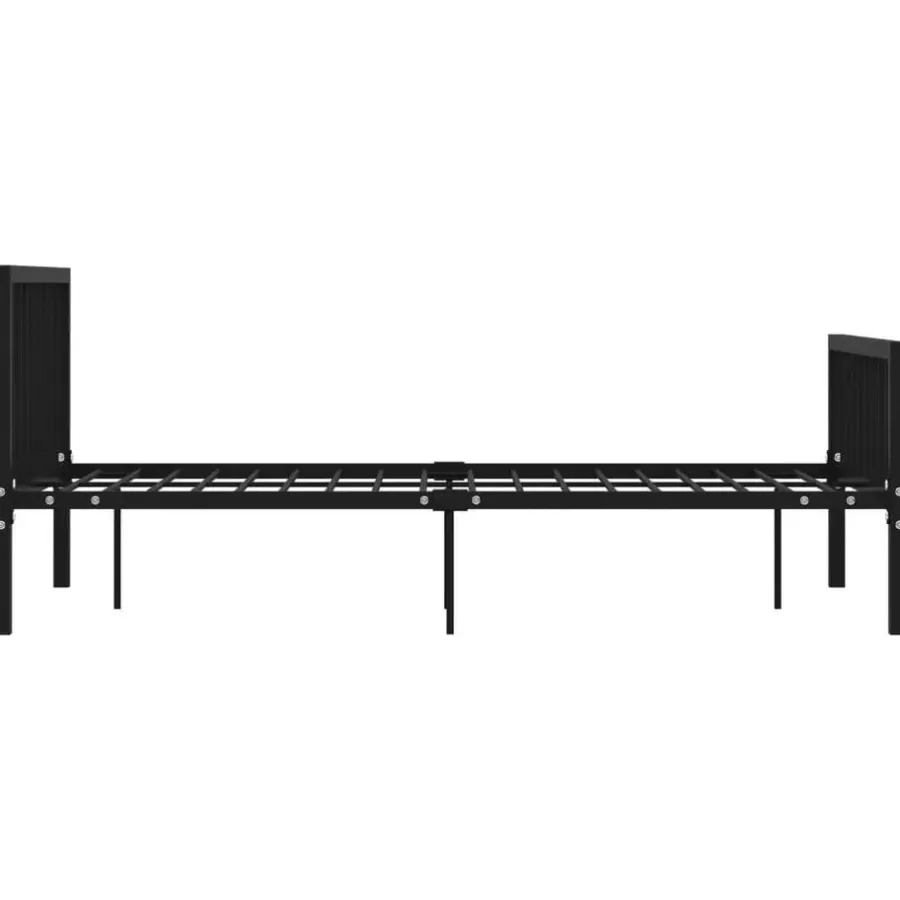 Twijfelaars-vidaXL - Bed frame met hoofdeinde en lattenbodem - Zwart - Metaal - 120x200 cm