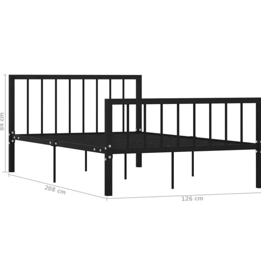 Twijfelaars-vidaXL - Bed frame met hoofdeinde en lattenbodem - Zwart - Metaal - 120x200 cm