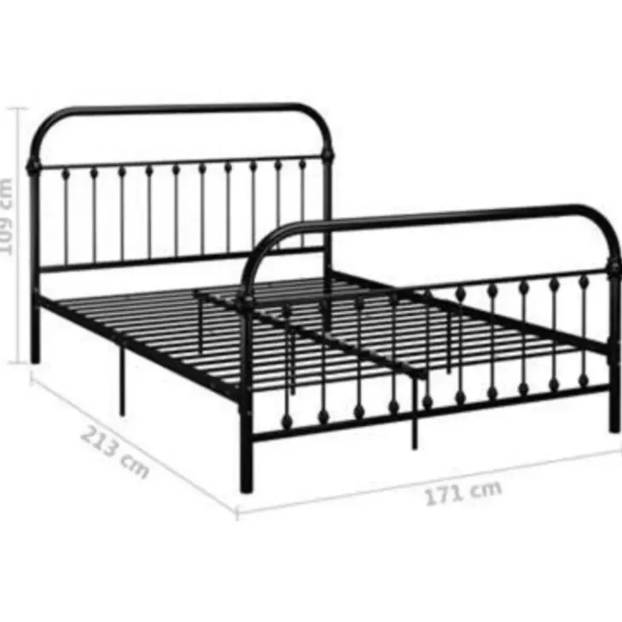 vidaXL - Bed frame met hoofdeinde - Zwart - Metaal - 160x200 cm