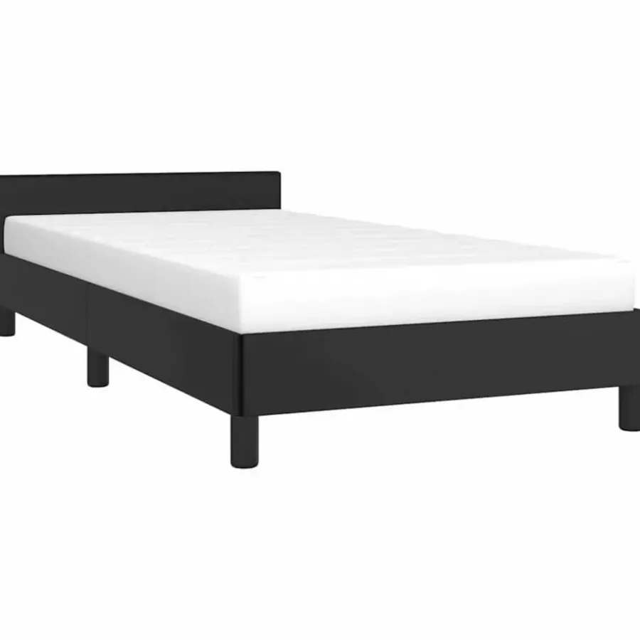 vidaXL - Bed frame met hoofdeinde zonder matras - zwart - Kunstleer - 90x200 cm