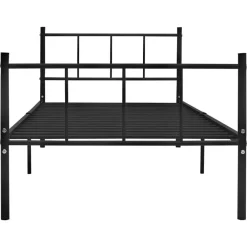 1-Persoons Bedden-vidaXL - Bed frame met hoofdeinde zonder matras - Zwart - Metaal - 90x200 cm