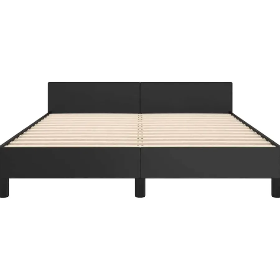 vidaXL - Bed frame met hoofdeinde - Zwart - Kunstleer - 140 x 200 cm