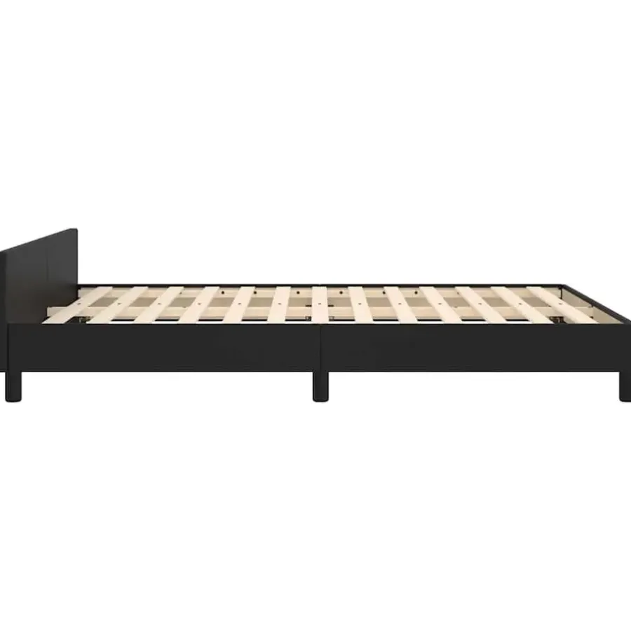 vidaXL - Bed frame met hoofdeinde - Zwart - Kunstleer - 140 x 200 cm