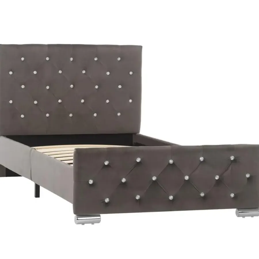 vidaXL - Bed frame met hoofdeinde - Grijs - Fluweel - 90x200 cm