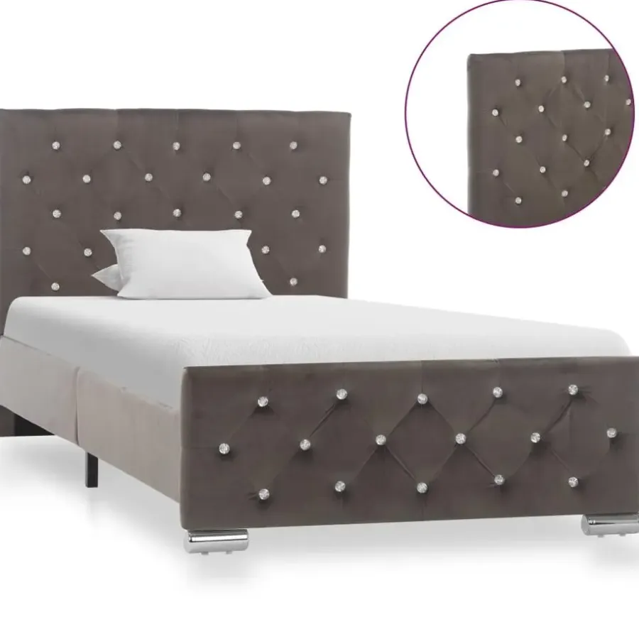 vidaXL - Bed frame met hoofdeinde - Grijs - Fluweel - 90x200 cm