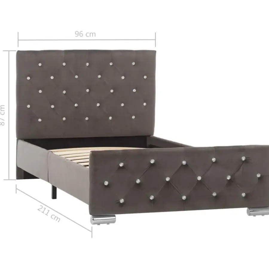 vidaXL - Bed frame met hoofdeinde - Grijs - Fluweel - 90x200 cm