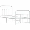 1-Persoons Bedden-vidaXL - Bed frame met hoofd- en voeteneinde - Wit - Metaal - 90x190 cm