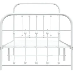 1-Persoons Bedden-vidaXL - Bed frame met hoofd- en voeteneinde - Wit - Metaal - 90x190 cm