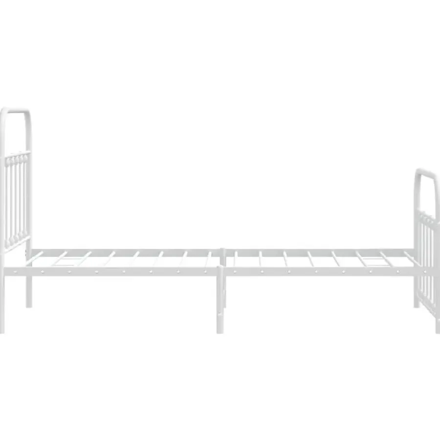1-Persoons Bedden-vidaXL - Bed frame met hoofd- en voeteneinde - Wit - Metaal - 90x190 cm