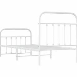 1-Persoons Bedden-vidaXL - Bed frame met hoofd- en voeteneinde - Wit - Metaal - 90x190 cm