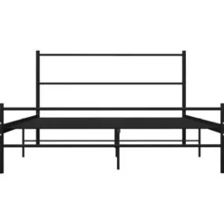 2-Persoons Bedden-vidaXL - Bed frame met hoofdeinde - Zonder matras - Zwart - Metaal - 140x200 cm