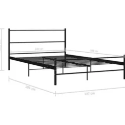 2-Persoons Bedden-vidaXL - Bed frame met hoofdeinde - Zonder matras - Zwart - Metaal - 140x200 cm