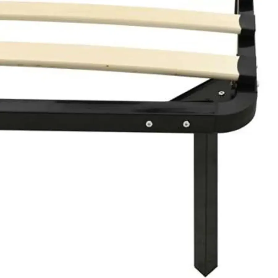 2-Persoons Bedden-vidaXL - Bed frame met hout lattenbodem - Zwart - metaal - 160x200 cm