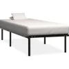 1-Persoons Bedden-vidaXL - Bed frame met hout lattenbodem - Zwart - Metaal - 90x200 cm