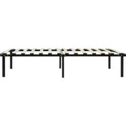 1-Persoons Bedden-vidaXL - Bed frame met hout lattenbodem - Zwart - Metaal - 90x200 cm