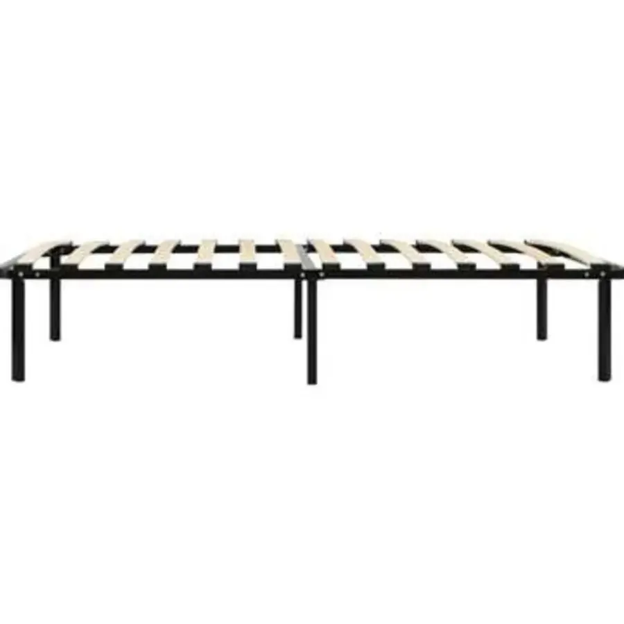 1-Persoons Bedden-vidaXL - Bed frame met hout lattenbodem - Zwart - Metaal - 90x200 cm