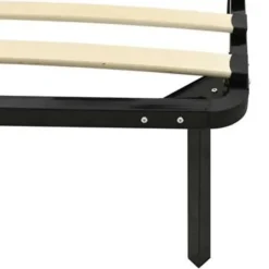 1-Persoons Bedden-vidaXL - Bed frame met hout lattenbodem - Zwart - Metaal - 90x200 cm