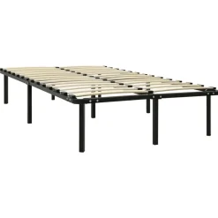 vidaXL - Bed frame met hout lattenbodem - Zwart - Metaal - 120x200 cm
