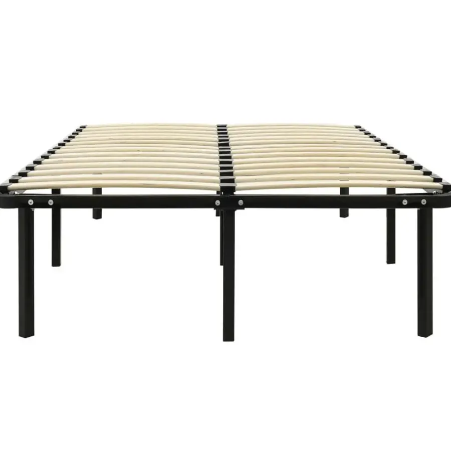 vidaXL - Bed frame met hout lattenbodem - Zwart - Metaal - 120x200 cm