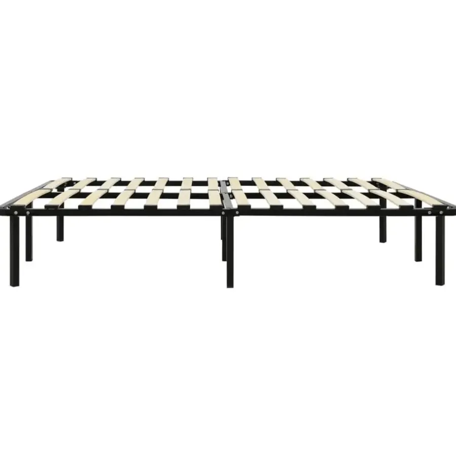 vidaXL - Bed frame met hout lattenbodem - Zwart - Metaal - 120x200 cm