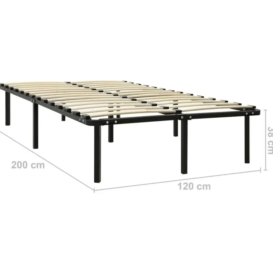 vidaXL - Bed frame met hout lattenbodem - Zwart - Metaal - 120x200 cm