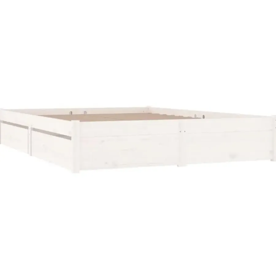 Twijfelaars-vidaXL - Bed frame met lades - Wit - Massief grenenhout - 140x200 cm