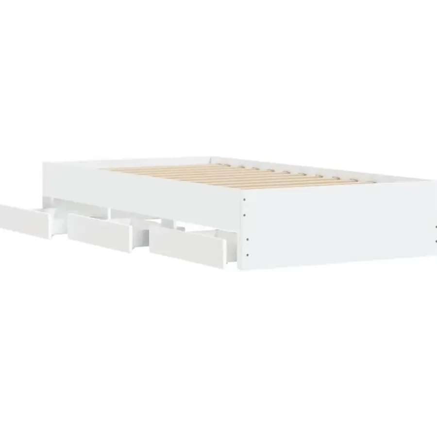 vidaXL - Bed frame met lades - Wit - Bewerkt hout - 90x200 cm