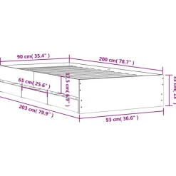 vidaXL - Bed frame met lades - Wit - Bewerkt hout - 90x200 cm