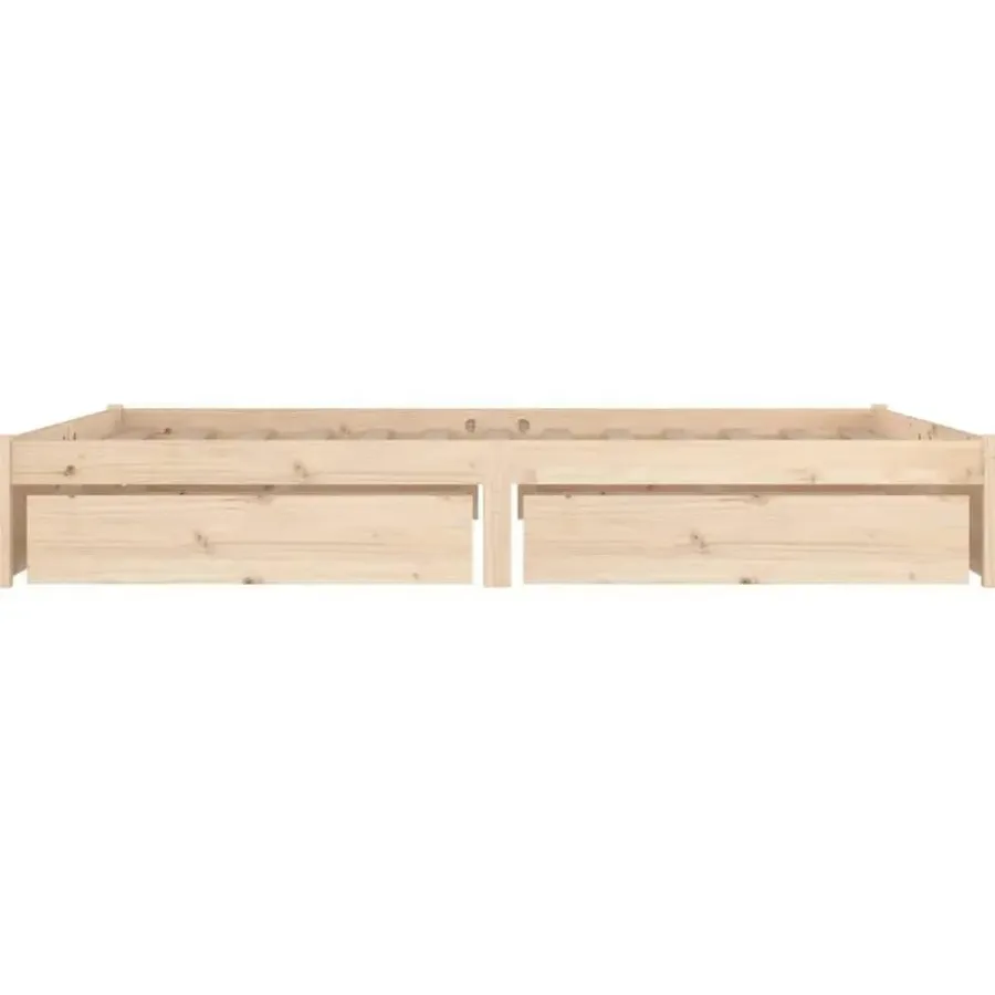 Twijfelaars-vidaXL - Bed frame met lades - Naturel - Massief grenenhout - 180x200 cm