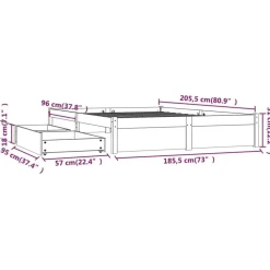Twijfelaars-vidaXL - Bed frame met lades - Naturel - Massief grenenhout - 180x200 cm