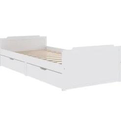 1-Persoons Bedden-vidaXL - Bed frame met lades - Wit - Massief grenenhout - 90x200 cm
